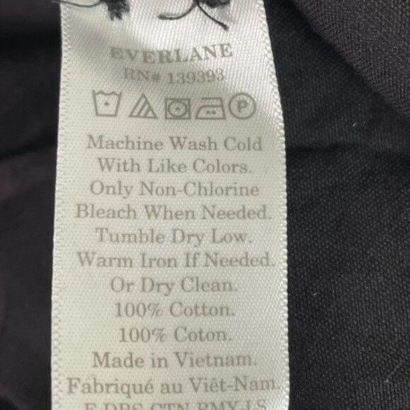 Everlane The Field Long Sleeve Collared Cotton Oversized Dress Black XS - Picture 10 of 10